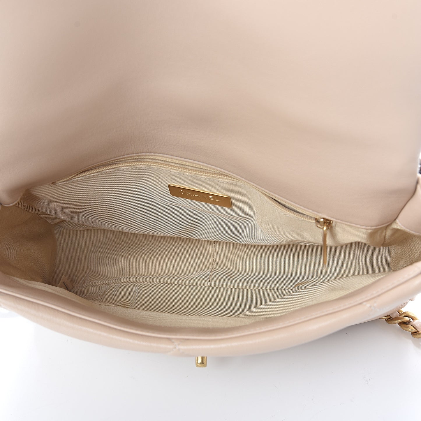 Lambskin Quilted Large 19 Flap Beige