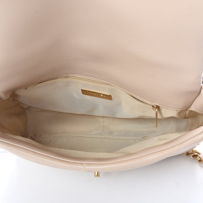 Chanel Lambskin Quilted Large 19 Flap Beige 4 of 9
