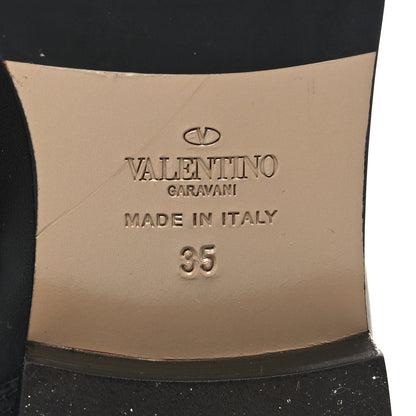 Valentino Garavani Calfskin Bow Lace Up Back Knee High Tall Boots 35 Black 6 of 8