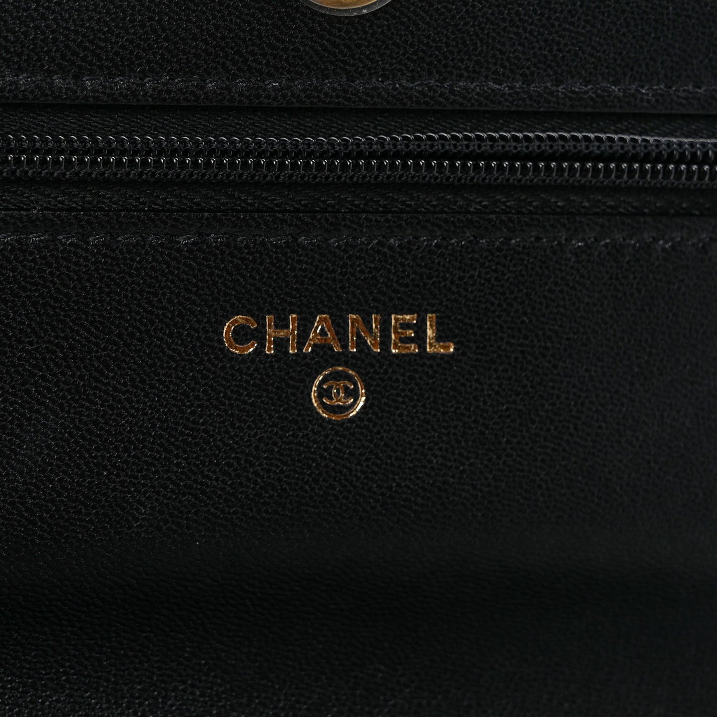 Lambskin Quilted Enamel Wallet On Chain WOC Black
