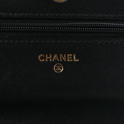 Chanel Lambskin Quilted Enamel Wallet On Chain WOC Black 6 of 10