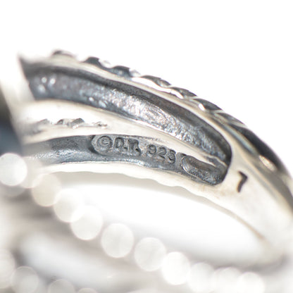 David Yurman Sterling Silver Diamond Blue Topaz 11mm Albion Ring 54 7 6 of 6