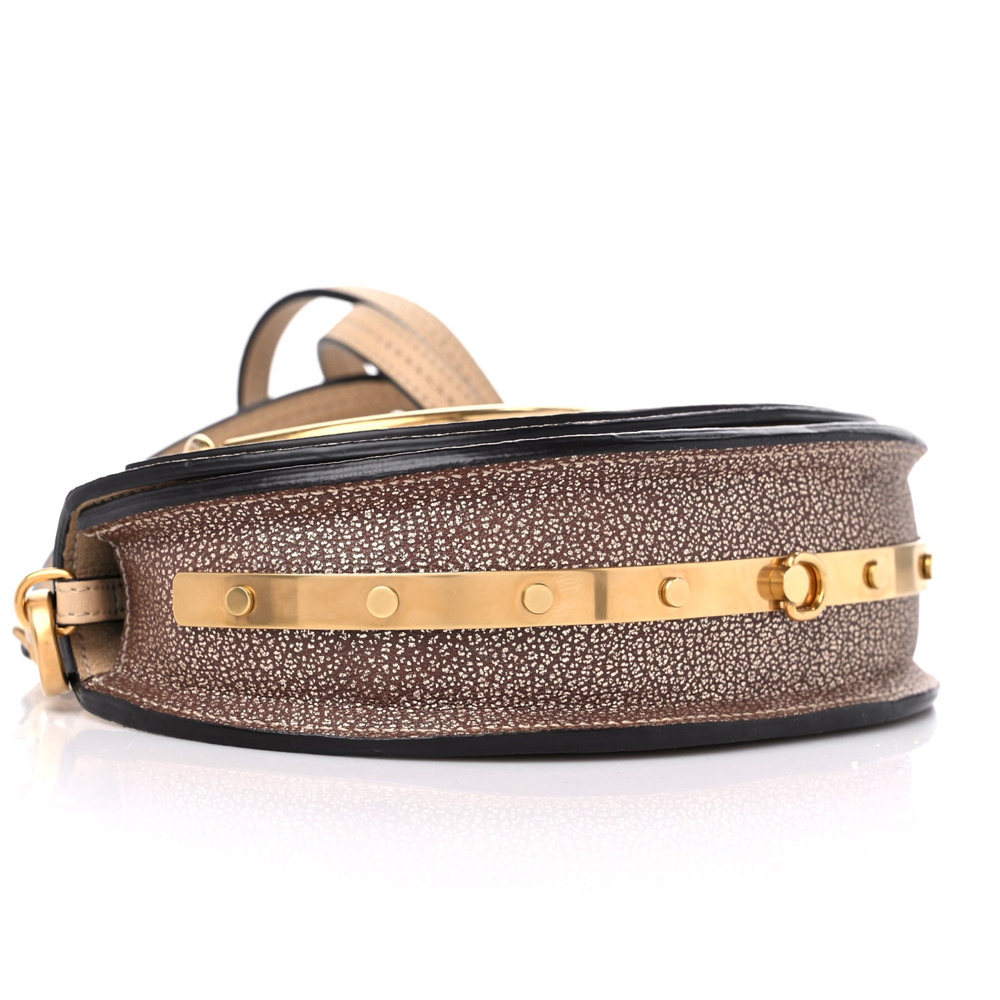 Metallic Calfskin Small Nile Bracelet Minaudiere Bag Gold
