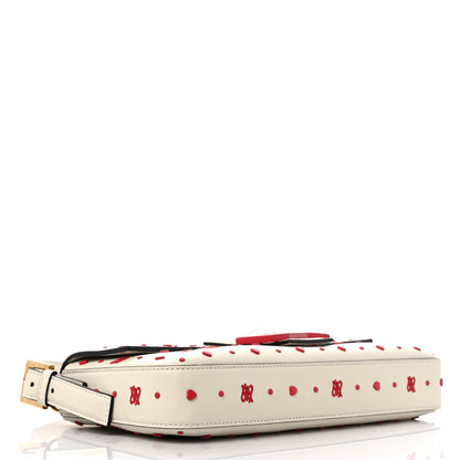 Fendi Vitello Burro Chinese Valentines Day Karligraphy Embroidered Baguette 1997 Pana Rosso Cardinale 5 of 9