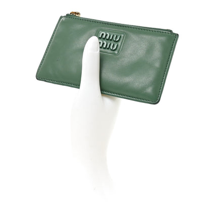 Miu Miu Soft Calf Softy Envelope Zip Card Holder Salvia 2 of 8