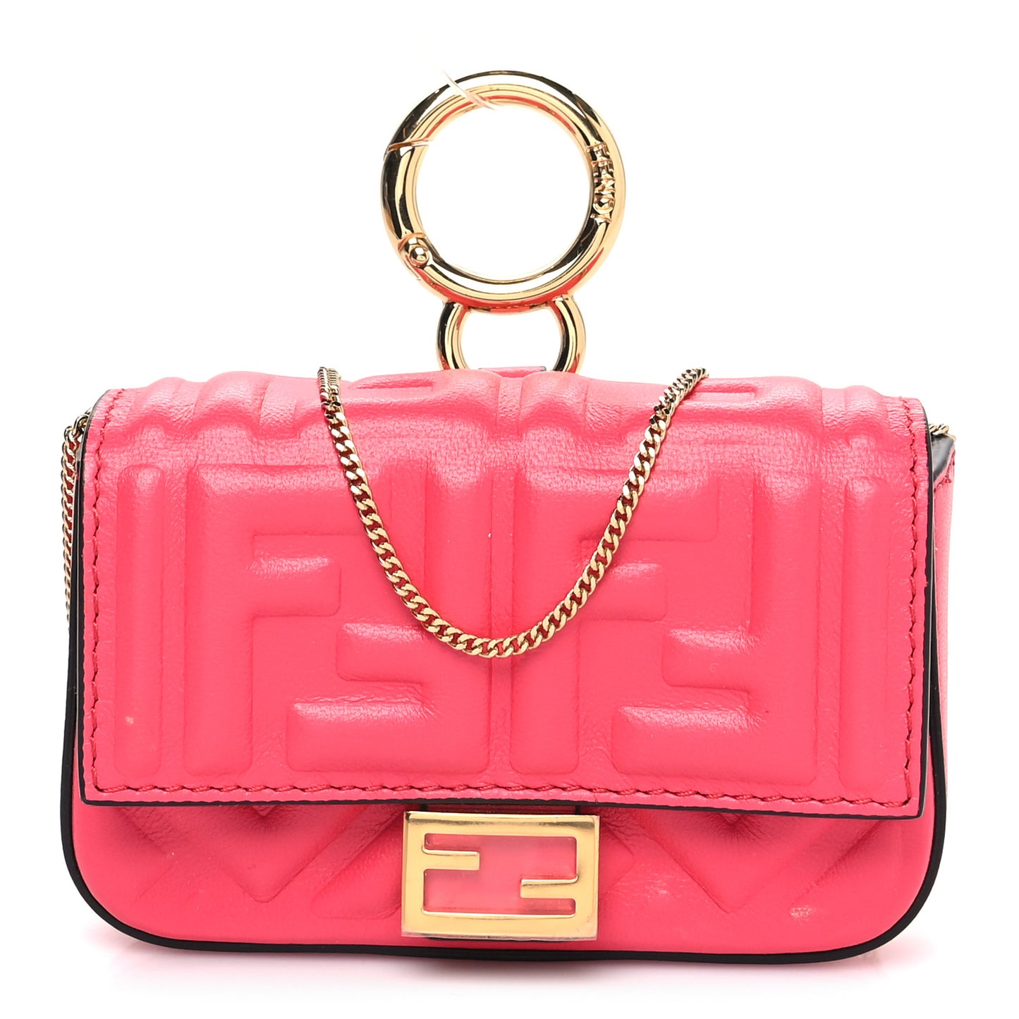 Nappa Matisse FF Embossed Nano Baguette Charm Lampone