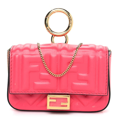 Fendi Nappa Matisse FF Embossed Nano Baguette Charm Lampone 1 of 12