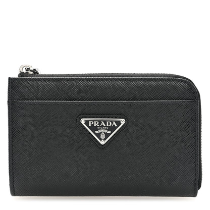Prada Saffiano Triangle Zip Around Keychain Black 1 of 8