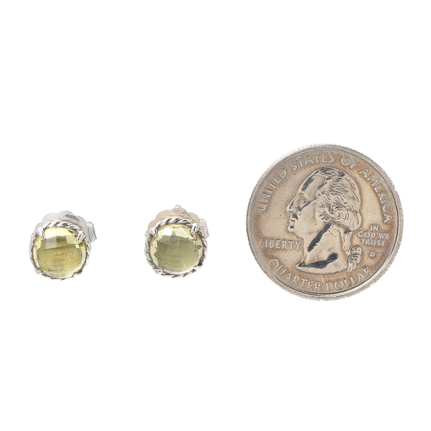 Sterling Silver Lemon Citrine 8mm Chatelaine Earrings