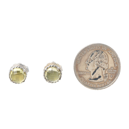 David Yurman Sterling Silver Lemon Citrine 8mm Chatelaine Earrings 2 of 5