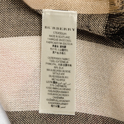 Burberry Silk Cashmere Mega Check Lightweight Scarf Camel 4 of 5