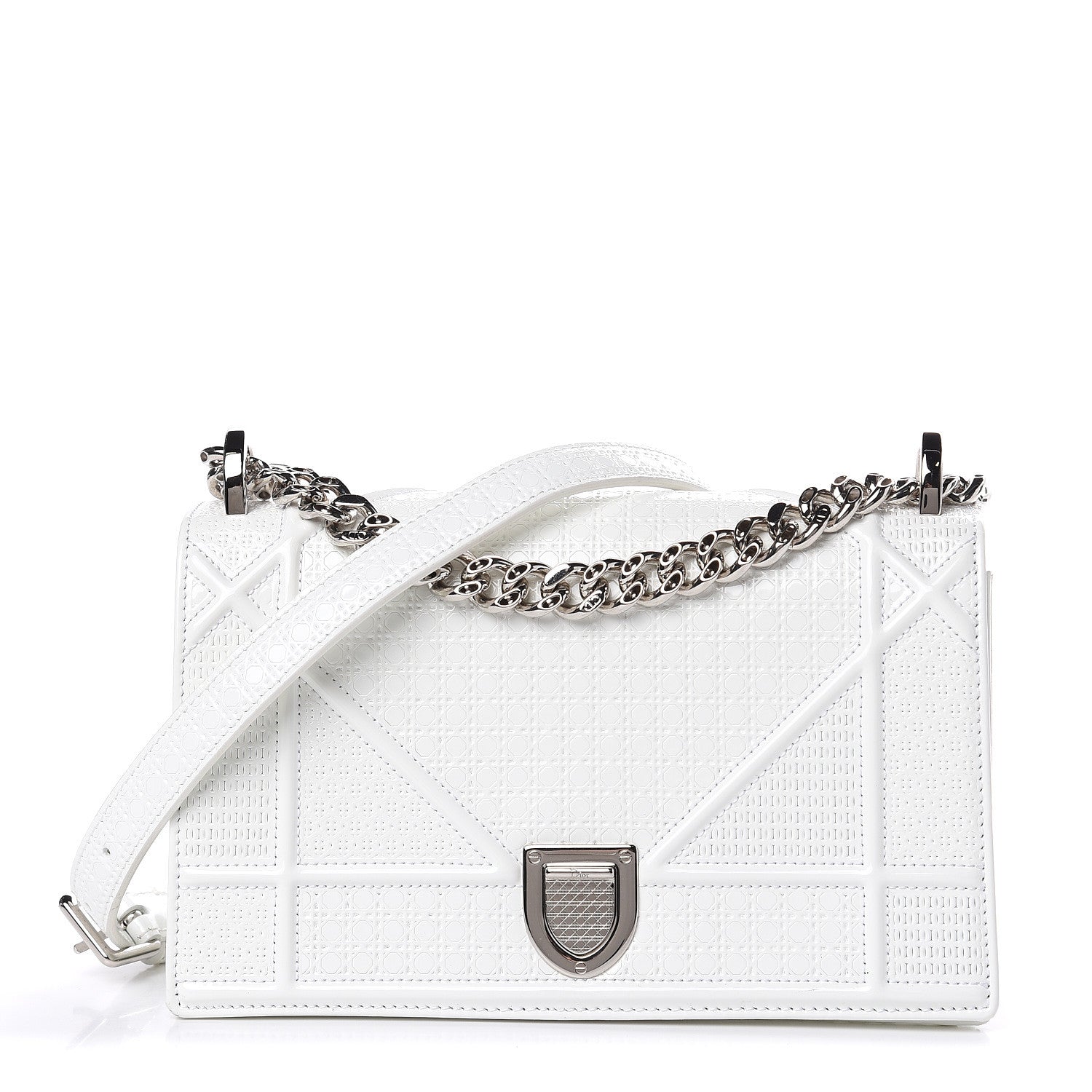 Christian Dior Patent Micro-Cannage Small Diorama Flap Bag White 1 of 10