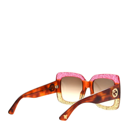 Gucci Acetate Square Frame Sunglasses GG0083S Glitter Pink Multi 4 of 8