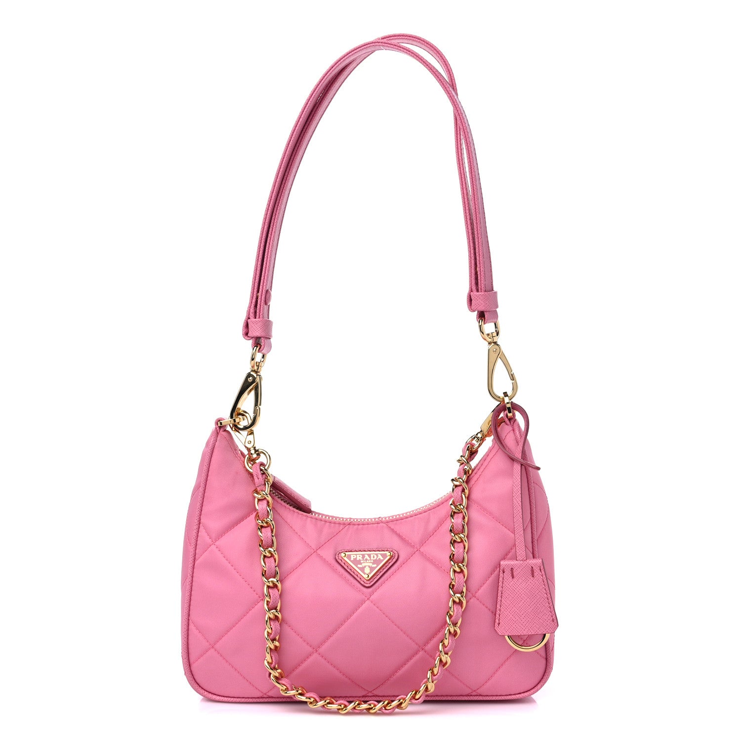Prada Re-Nylon Saffiano Stitched Mini Re-Edition 1995 Chaine Shoulder Bag Begonia 1 of 8