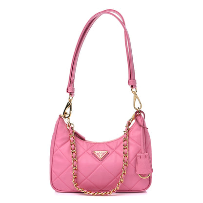 Prada Re-Nylon Saffiano Stitched Mini Re-Edition 1995 Chaine Shoulder Bag Begonia 1 of 8