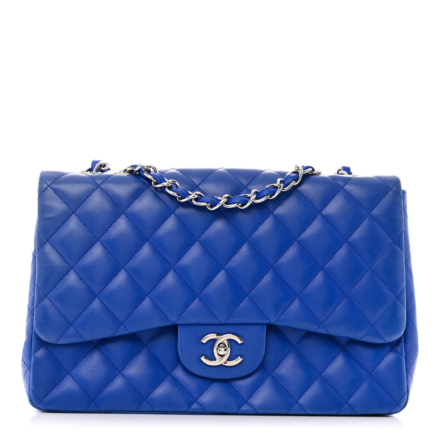 Chanel Lambskin Quilted Jumbo Single Flap Blue 1 of 17