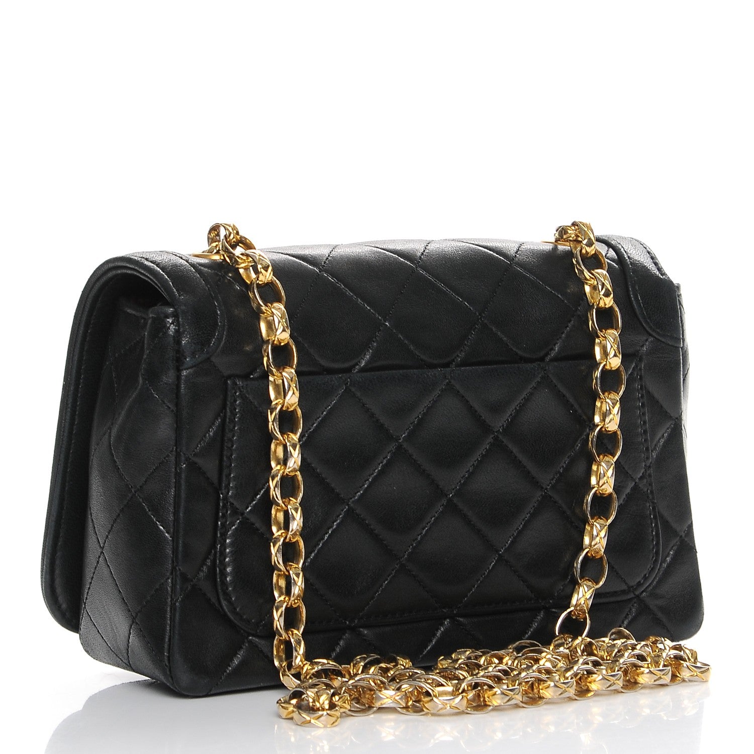 FASHIONPHILE CHANELLambskinQuiltedSmallSingleFlapBlack 3 of 9