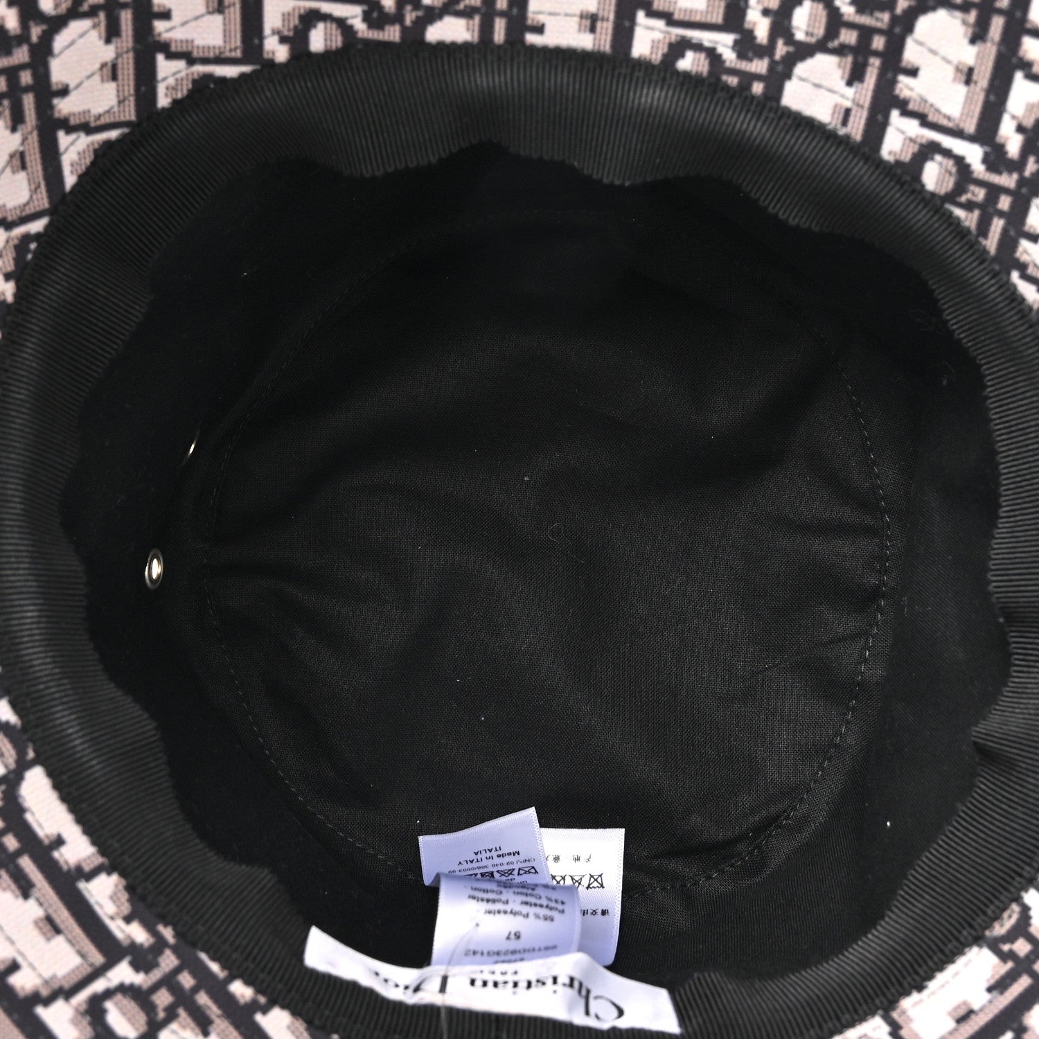 Christian Dior Cotton Large Brim Bucket Hat with Veil 57 Green Black 7 of 8