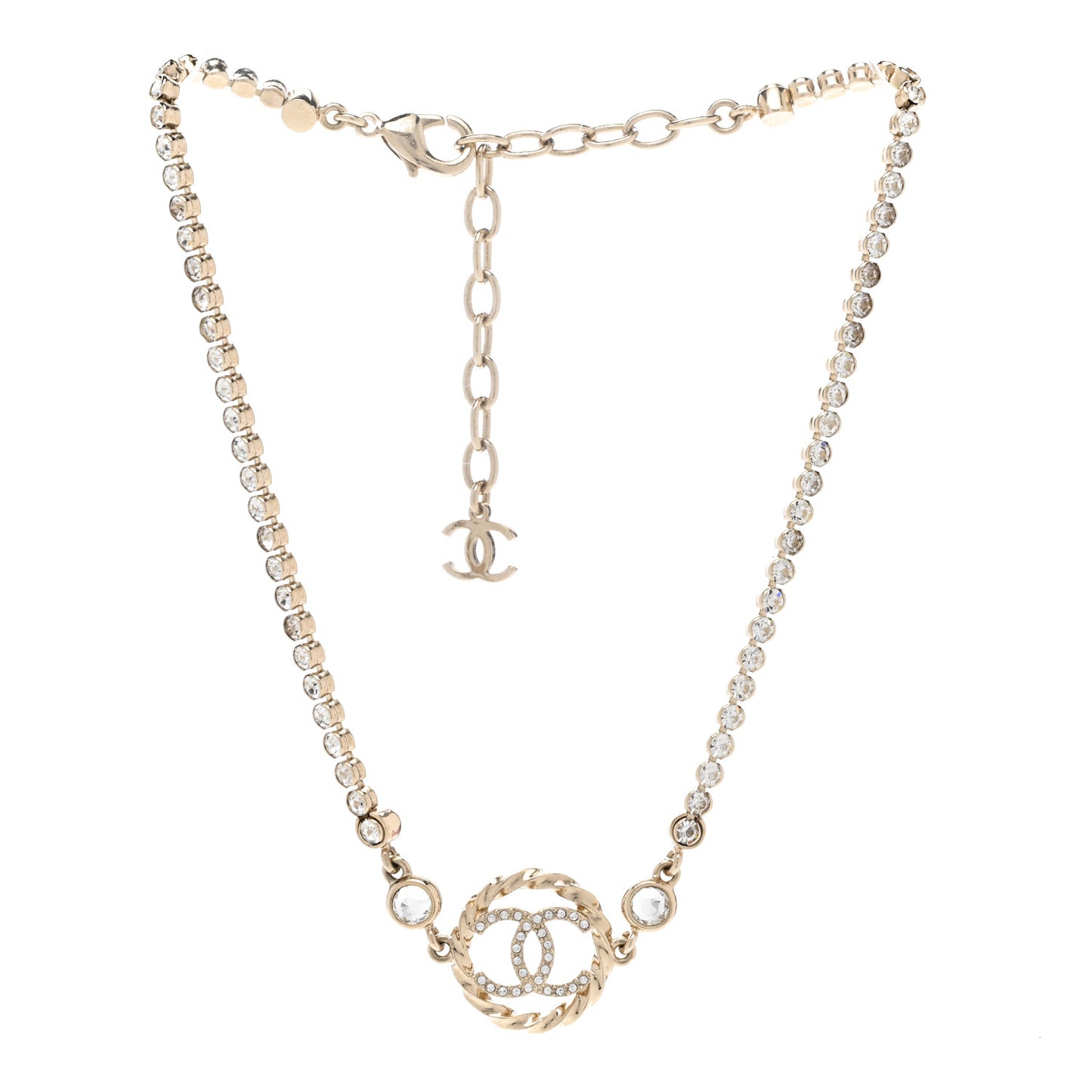 Metal Crystal CC Choker Necklace Gold