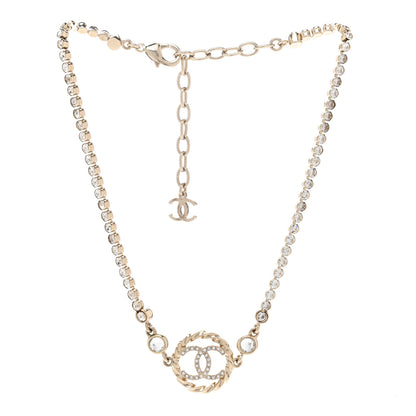 Chanel Metal Crystal CC Choker Necklace Gold 3 of 6
