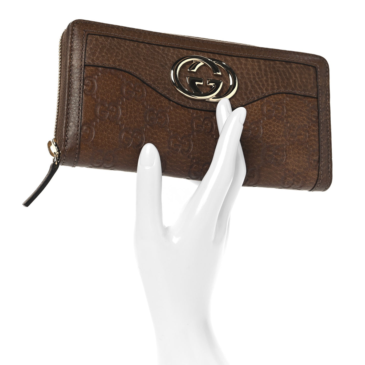 Guccissima Sukey Zip Around Wallet Brown