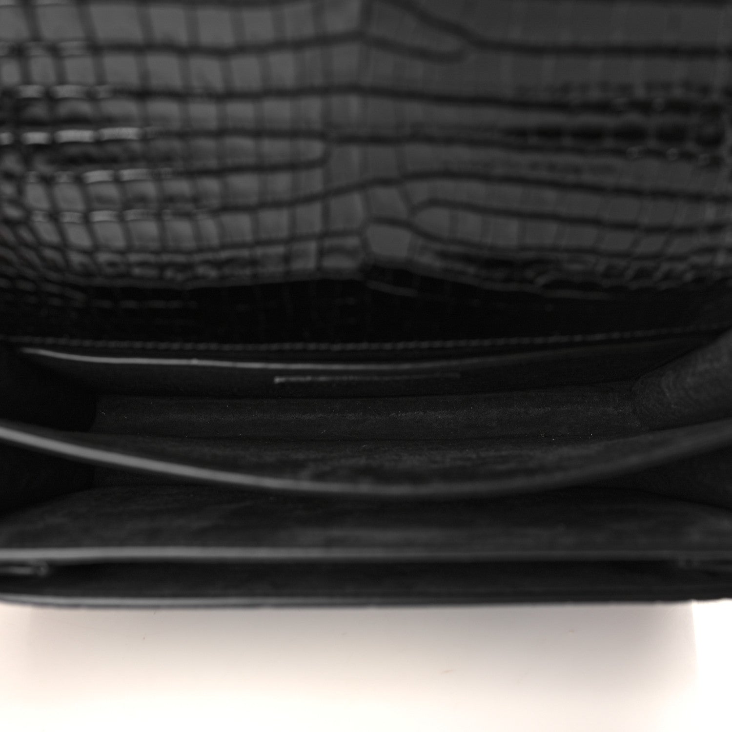 Saint Laurent Calfskin Crocodile Embossed Medium Monogram Sunset Black 5 of 9