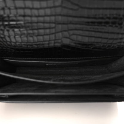 Saint Laurent Calfskin Crocodile Embossed Medium Monogram Sunset Black 5 of 9