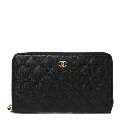 Chanel Caviar Quilted Large Zip Around Organizer Wallet Black 1 of 9