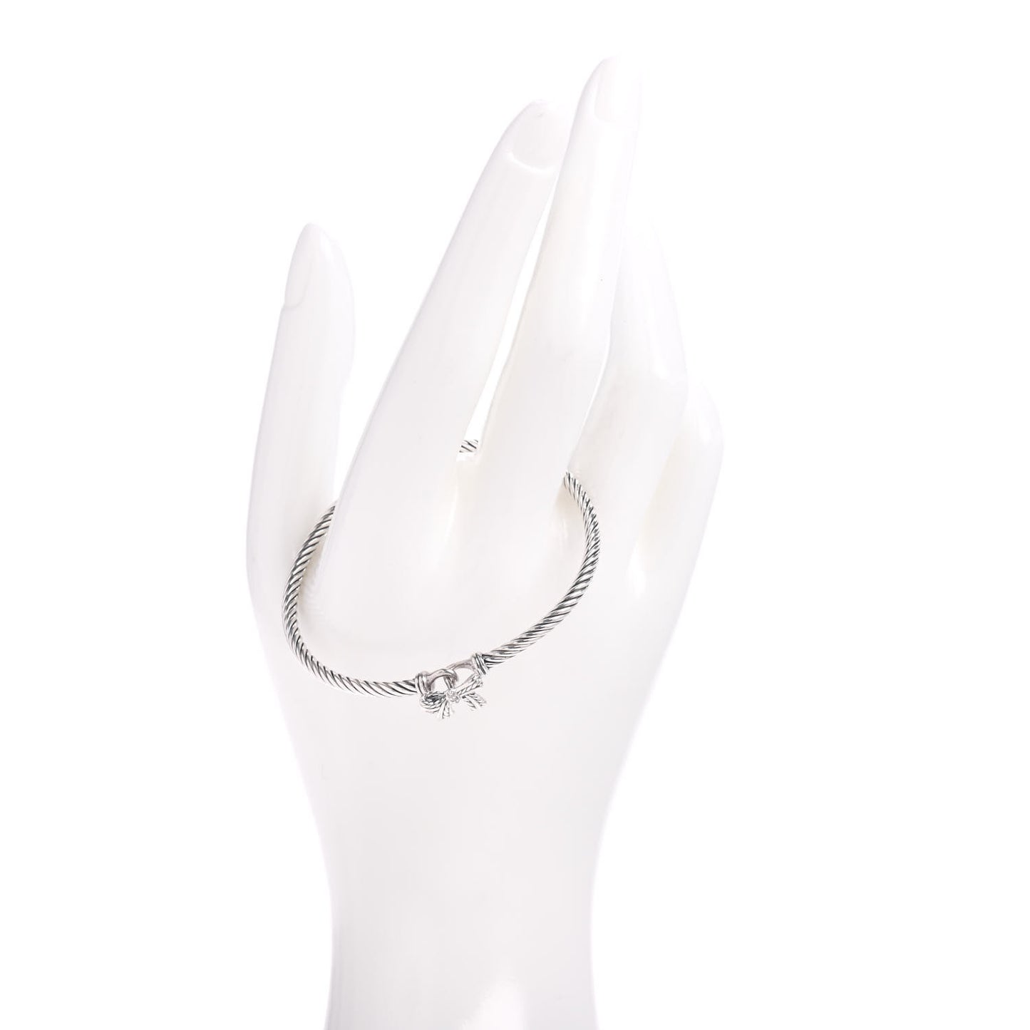 Sterling Silver Diamond Bow Cable Collectibles Bracelet