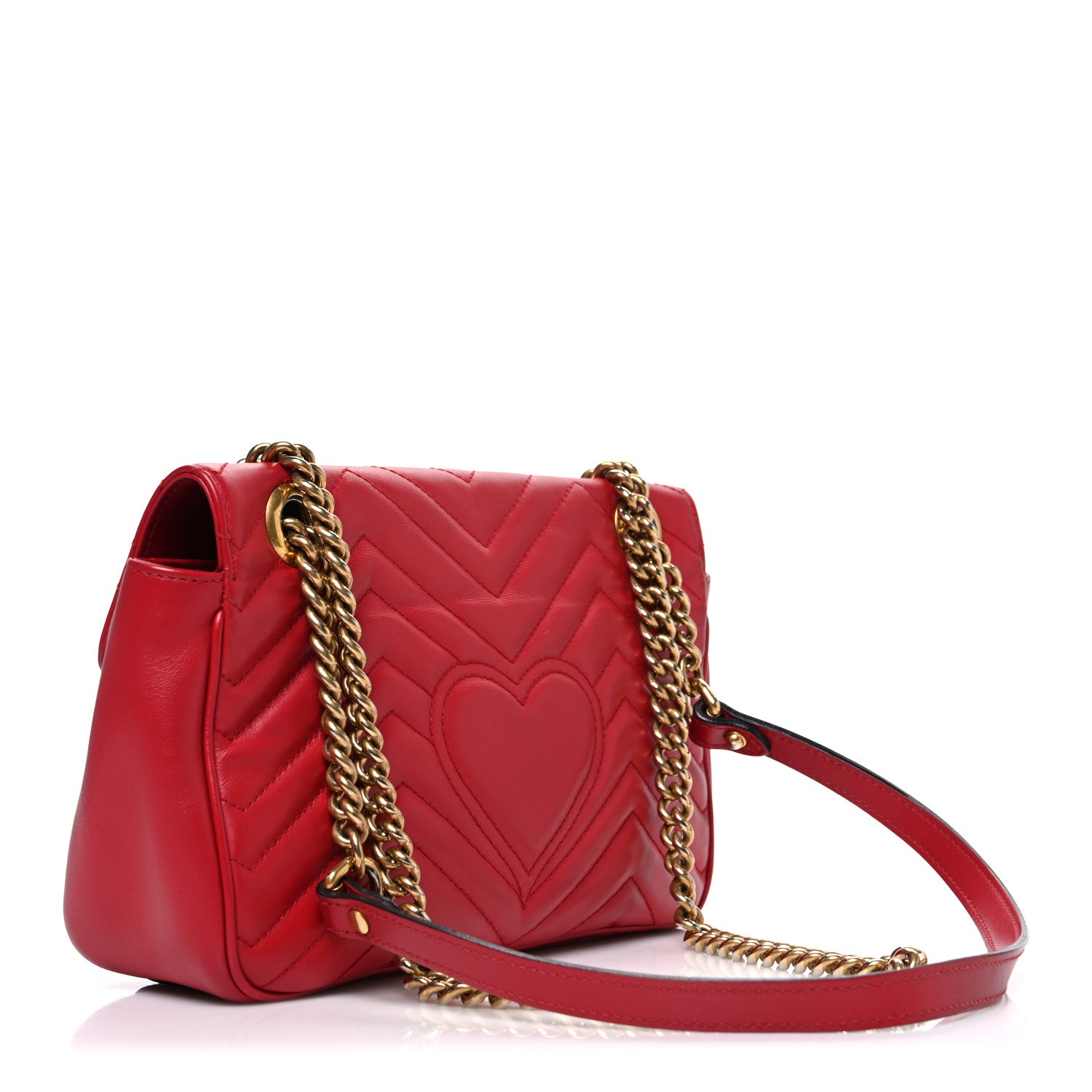 Gucci Calfskin Matelasse Small GG Marmont Shoulder Bag Hibiscus Red 3 of 10