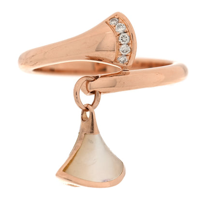 Bulgari 18K Rose Gold Diamond Mother of Pearl Divas' Dream Charm Ring 49 5 1 of 4