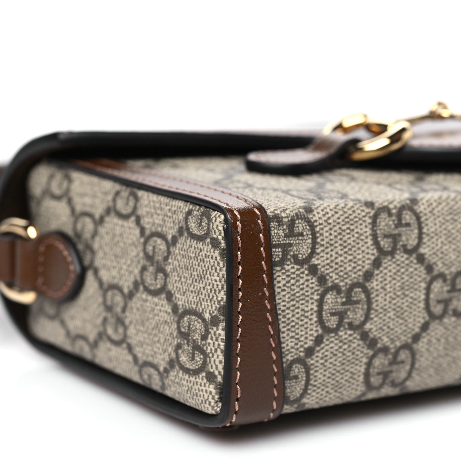 Gucci GG Supreme Monogram Mini Horsebit 1955 Shoulder Bag Beige Brown Sugar 9 of 10