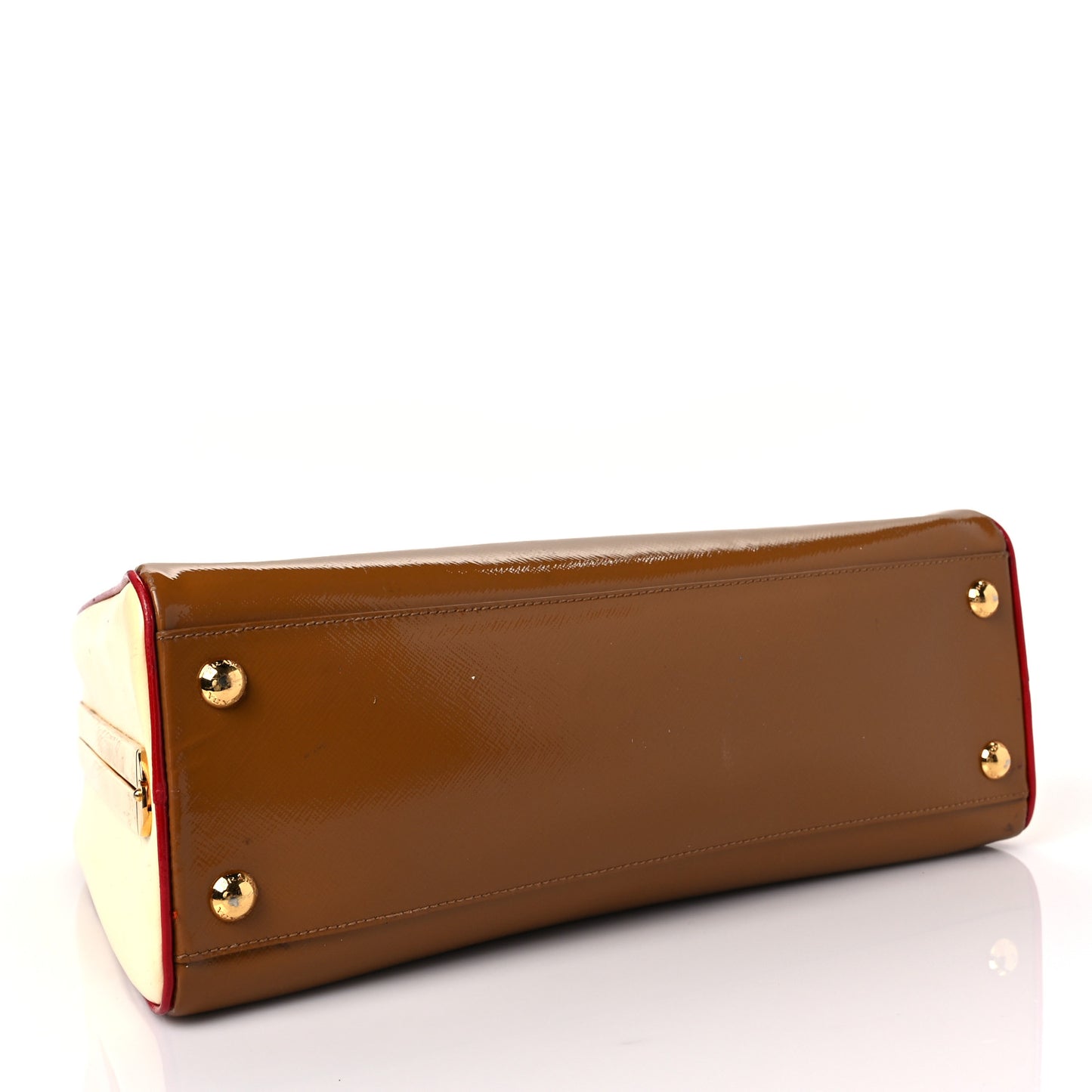 Saffiano Vernice Pyramid Bag Caramel Rosso White