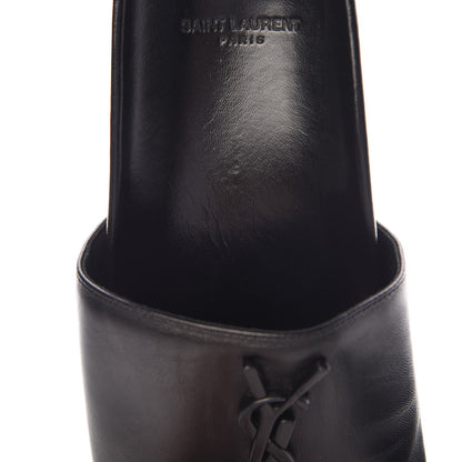 Saint Laurent Lambskin Joan Slide Sandals 38 Black 9 of 10