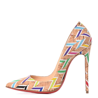 Christian Louboutin Cork Chevron Print So Kate 120 Pumps 35.5 Multicolor 1 of 14
