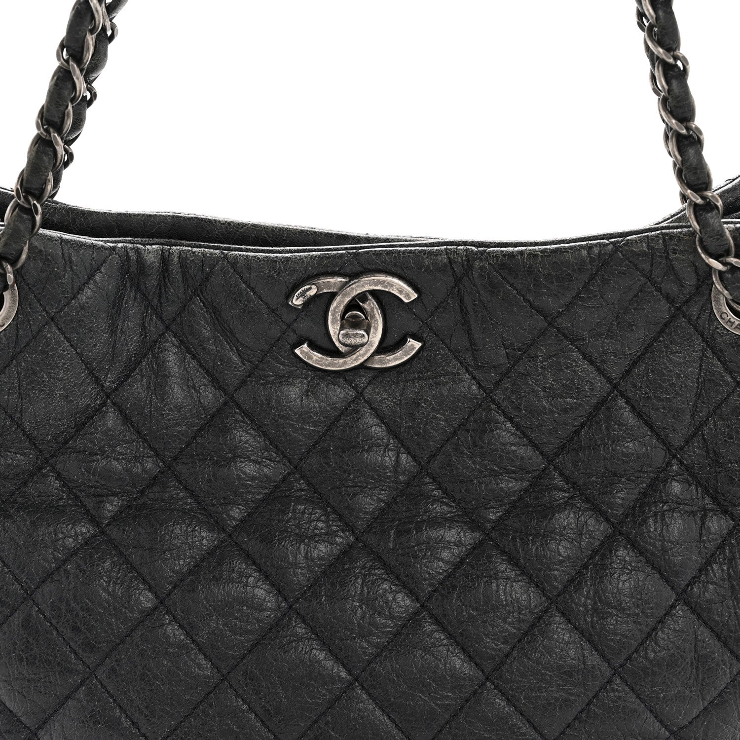 Chanel Glazed Calfskin Quilted Tote Navy 9 of 15