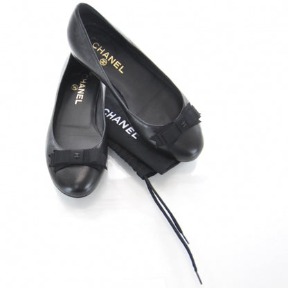 Chanel Leather CC Bow Ballet Flats 36.5 Black 6 of 9