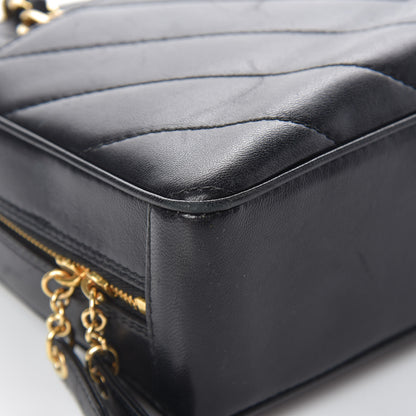 Chanel Lambskin Chevron Quilted Camera Case Black 11 of 15