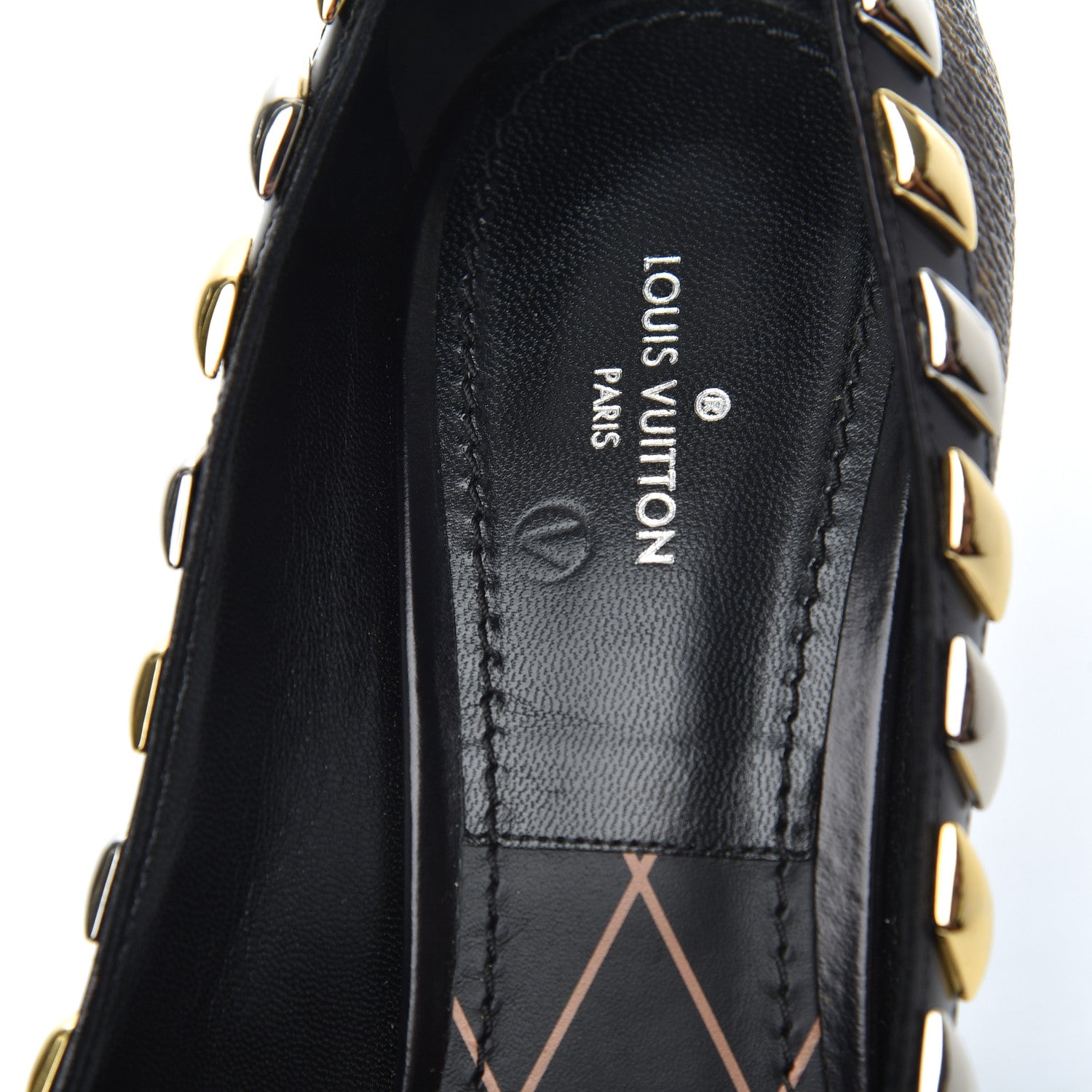 Louis Vuitton Calfskin Monogram Eldorado Pumps 38 Cacao 9 of 12
