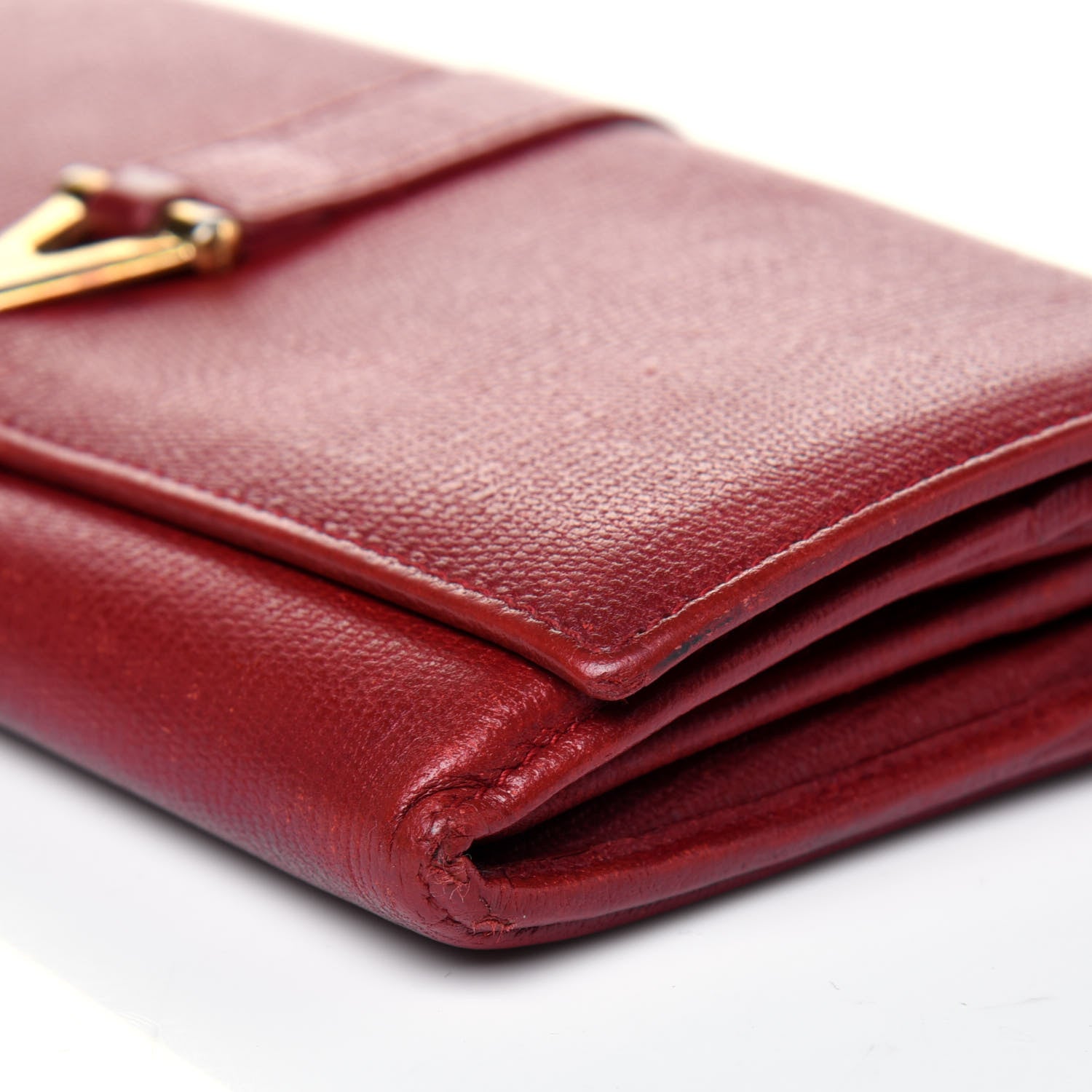 Saint Laurent Textured Calfskin Classic Y Ligne Clutch Red 17 of 25
