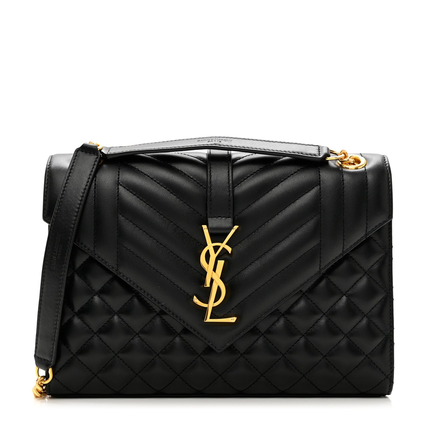 Lambskin Mixed Matelasse Triquilt Medium Monogram Satchel Black