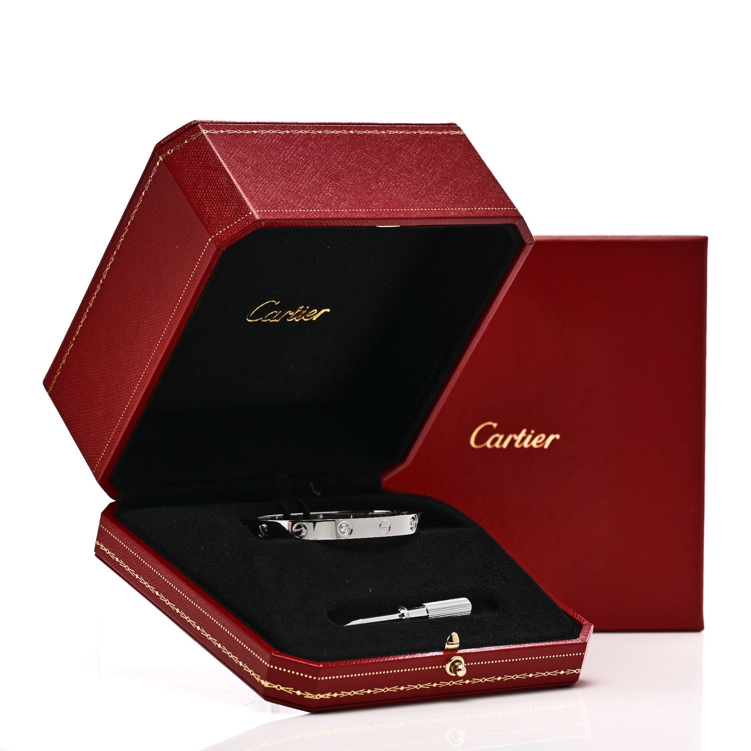 Cartier 18K White Gold 4 Diamond LOVE Bracelet 16 6 of 6