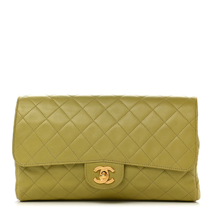 Chanel Lambskin Quilted Flap Clutch Light Green 1 of 15
