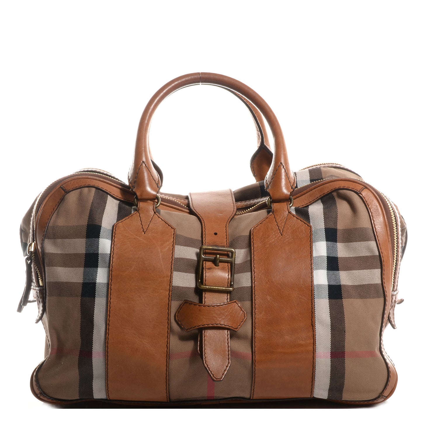 Vintage Leather House Check Tote Saddle Brown