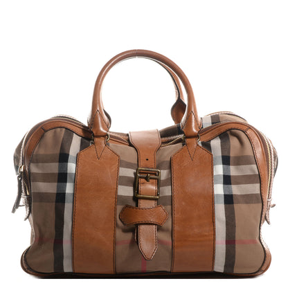 Burberry Vintage Leather House Check Tote Saddle Brown 1 of 12