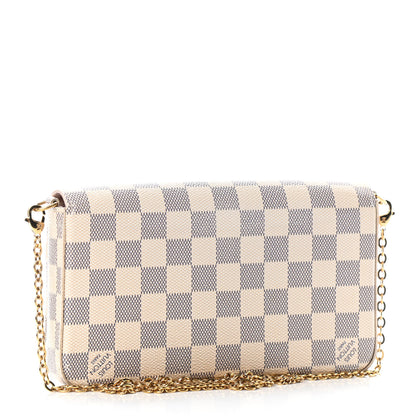 Louis Vuitton Damier Azur Pochette Felicie Chain Wallet Rose Ballerine 3 of 9