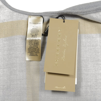 Burberry Wool Solid to Check Charlotte Cape Scarf Light Grey 3 of 3