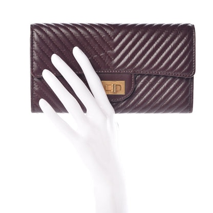 Chanel Aged Calfskin Chevron Quilted 2.55 Reissue Flap Wallet Burgundy 2 of 9
