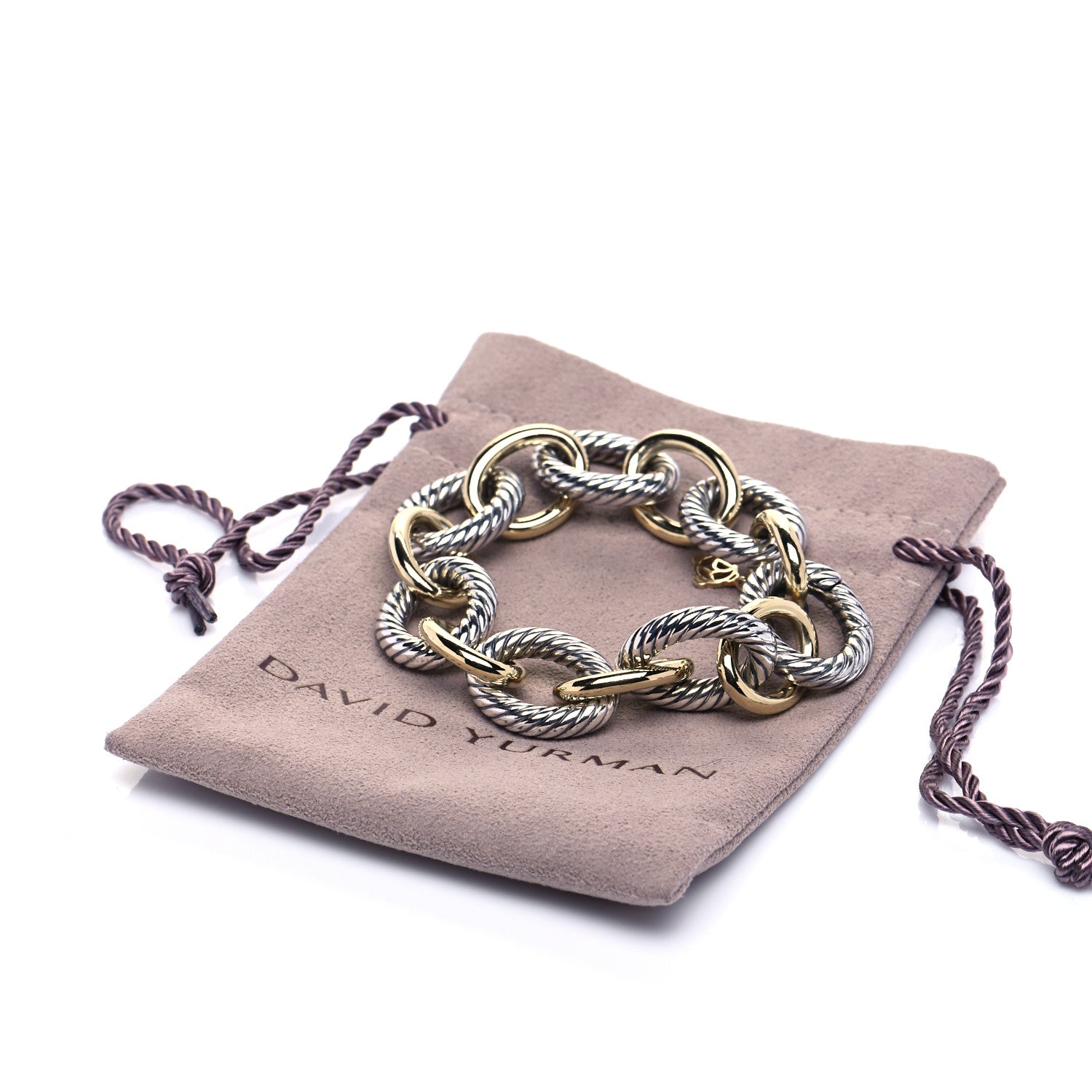 David Yurman Sterling Silver 18K Yellow Gold 17mm Extra Large Oval Link Bracelet 6 of 6