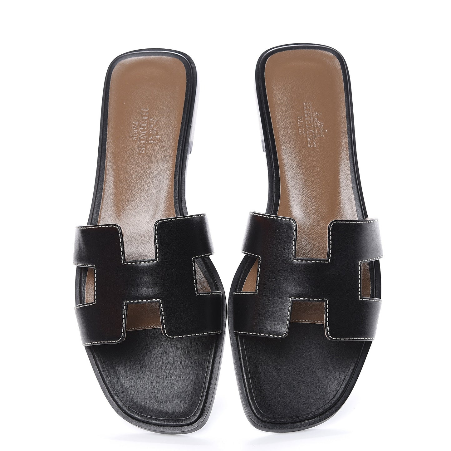 Box Calfskin Oran Sandals 37 Black